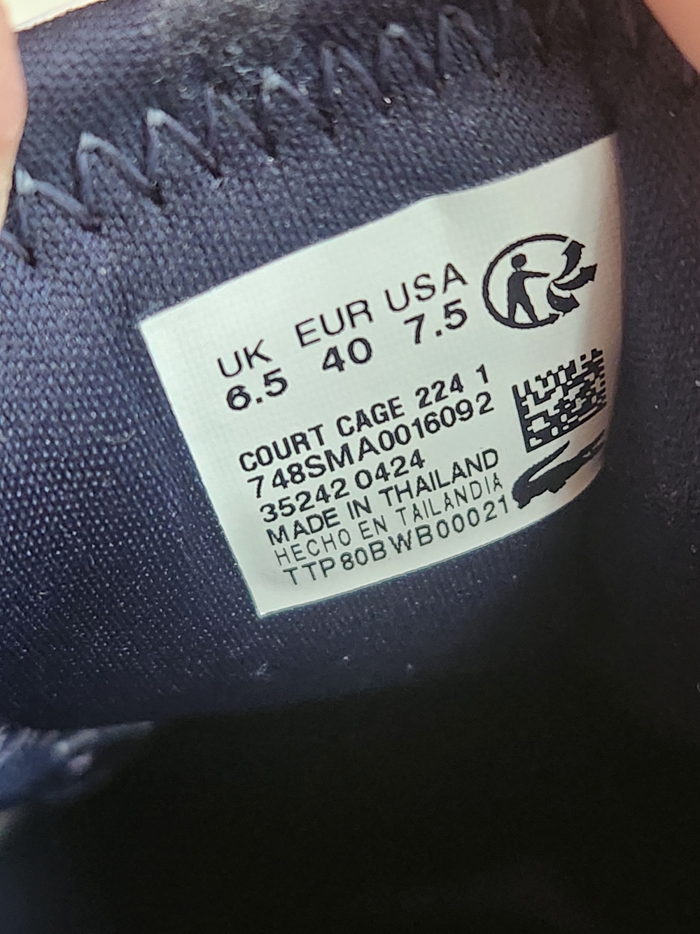 Lacoste Court Cage Navy & White Low-Top Leather Sneakers - Picture 7 of 9